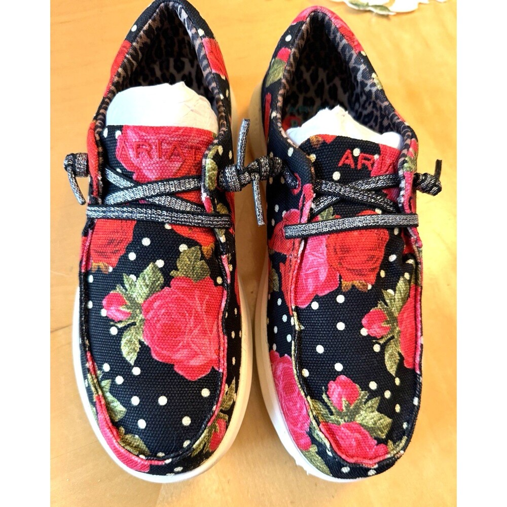 Ariat Size 6 Hilo Rodeo Quincy Loafers Slip-On Shoes Comfort Floral Canvas EUC!